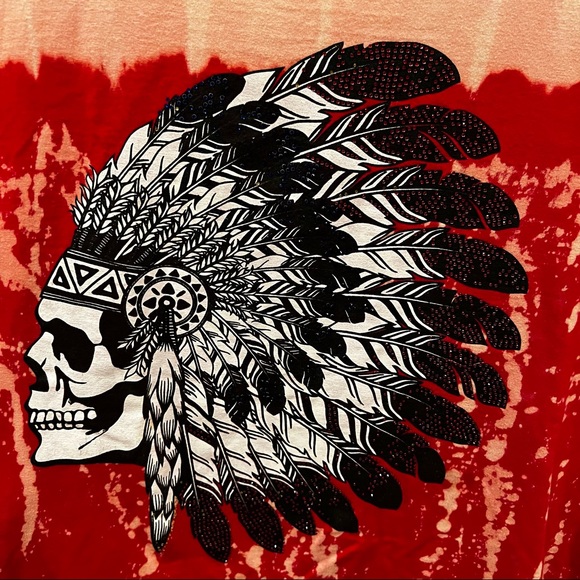 Imperious Flocking Design 100% Cotton  T-Shirt Indian Chief Tie Dye - Picture 5 of 9